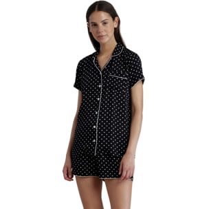 Pigiama donna in viscosa top a taglio uomo e pantalone corto articolo pois Noidinotte