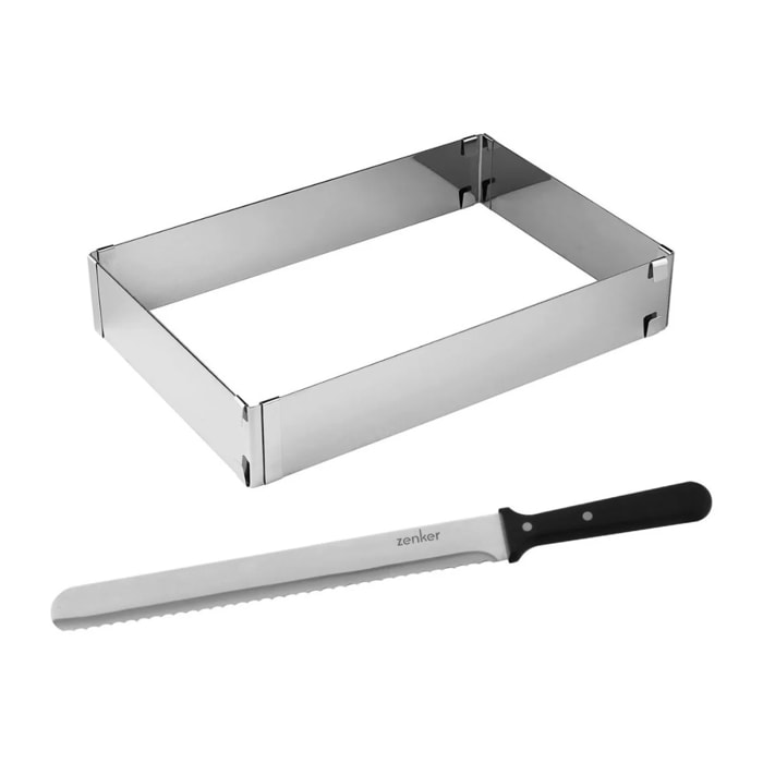 Cadre à gâteaux rectangulaire réglable et couteau à pâtisserie 30 cm Zenker Smart Pastry