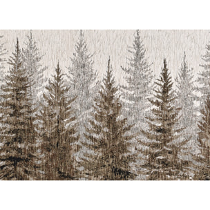 Tappeto Jacquard Ideale Cucina Ingresso Made In Italy Antiscivolo, Lavabile, Morbido Disegno Abeti Fango By Suardi