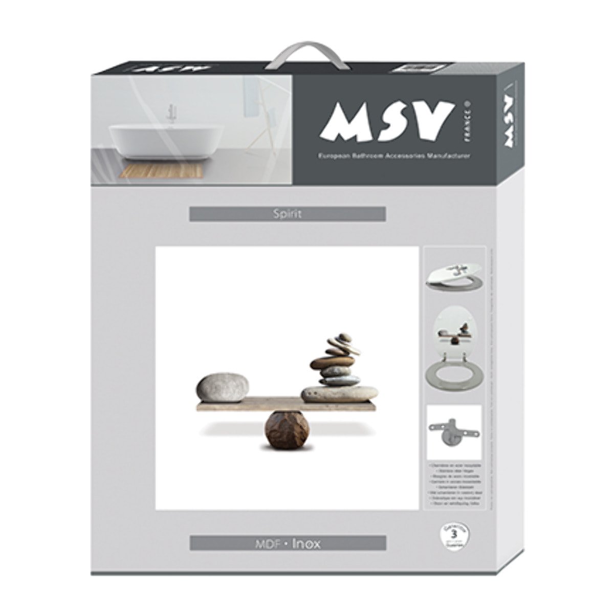 Abattant wc MDF SPIRIT - Charnières Inox MSV