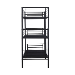 Lit superposé en métal triple "HAVIN" - 90 x 190 cm - Noir