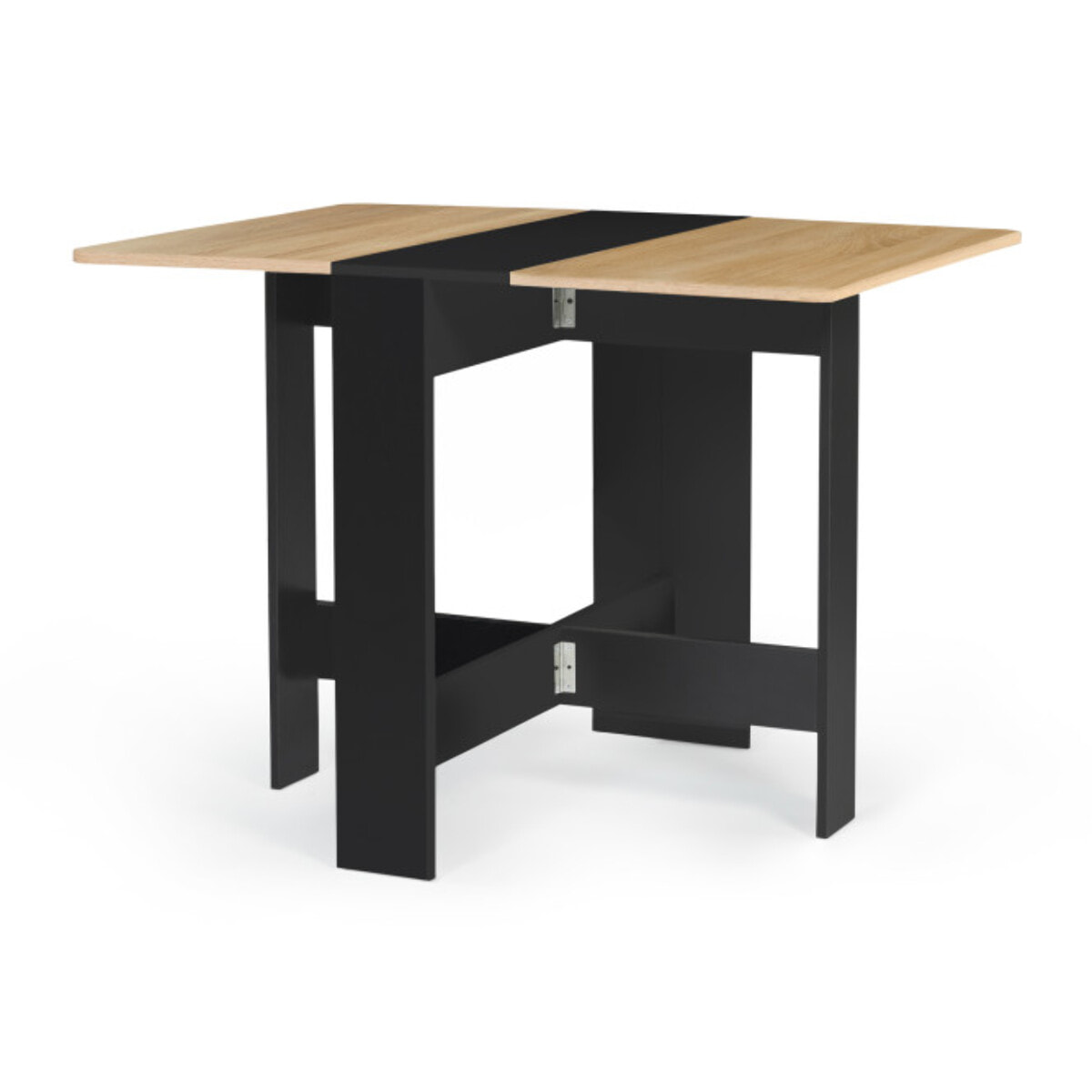 Table à manger carrée dépliable Edi bois et noir
