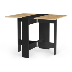 Table à manger carrée dépliable Edi bois et noir