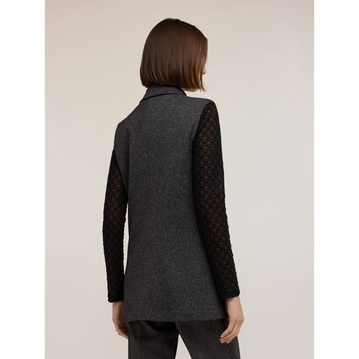 Motivi - Gilet sartoriale tinto filo con revers - Grigio
