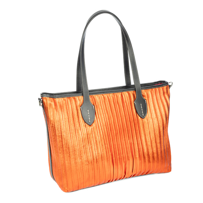 Baceno bolso de hombro mujer. Piel auténtica Napa plegada laminada.