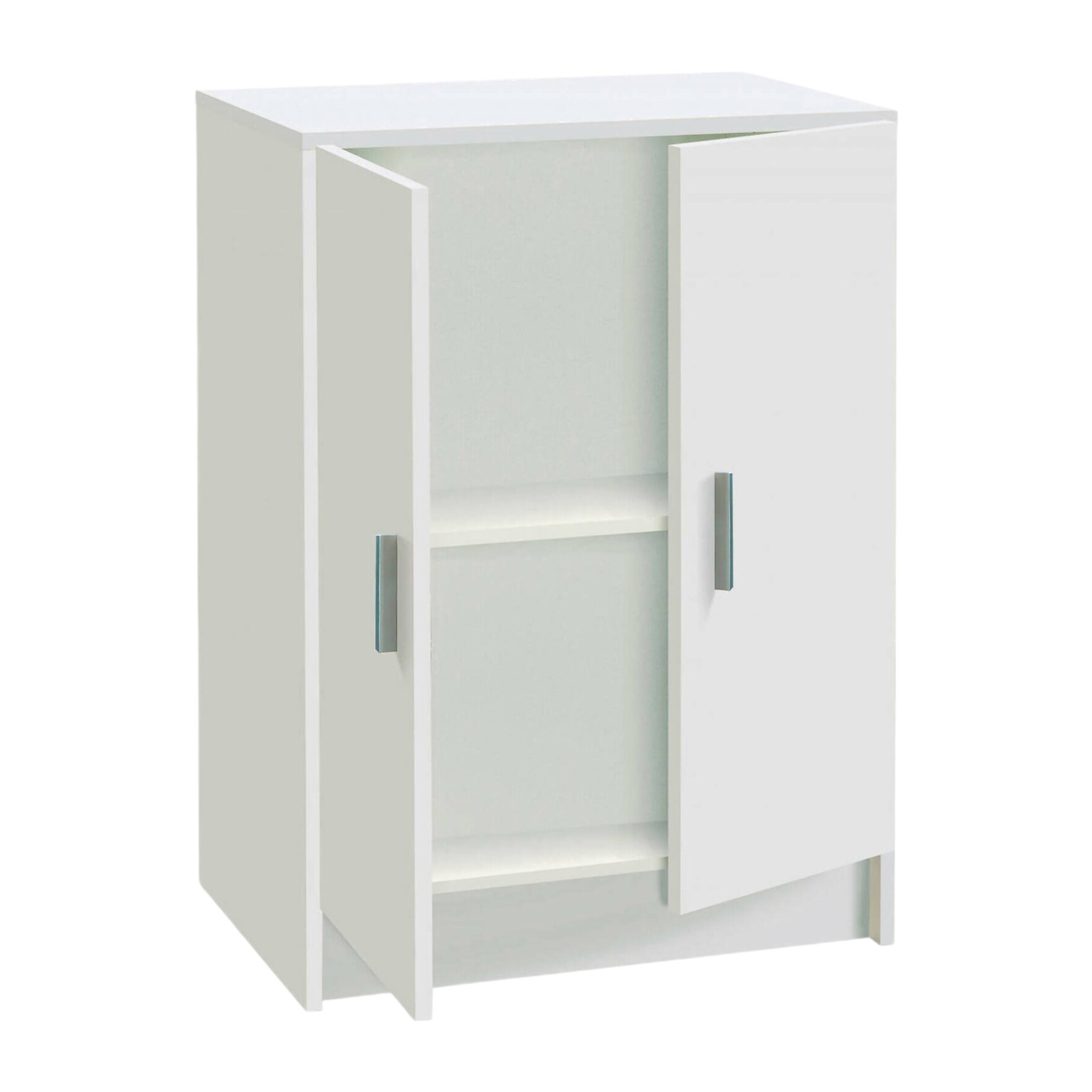 Armadio multiuso 2 ante Pan, Mobile ausiliario basso, Porta scarpe a 1 ripiano, Armadietto multifunzione, 59x37h80 cm, Bianco