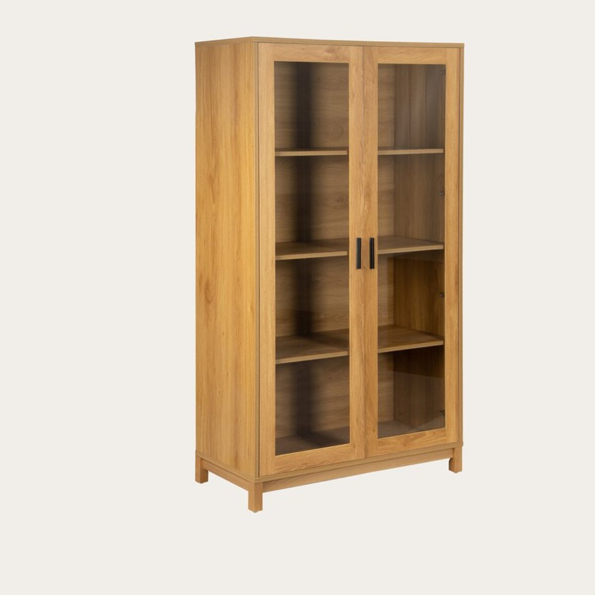 Vitrine Samira -plaque de bois naturel et panneau technique stratifié-couleur naturel 90 x 160 x 40 cm