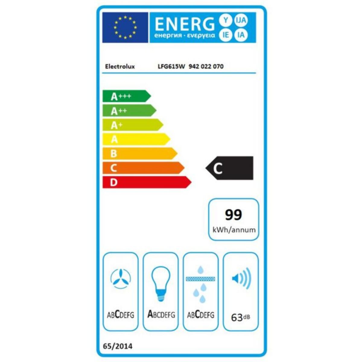 Hotte plafond ELECTROLUX LFG615W