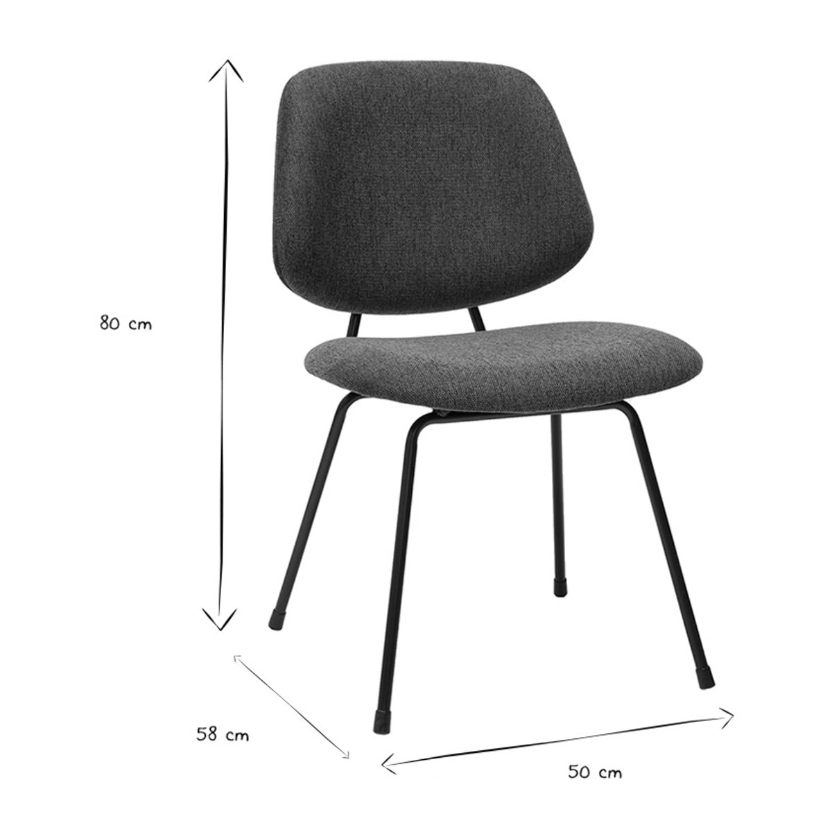 Chaises design en tissu vert kaki et métal noir (lot de 2) BARNET