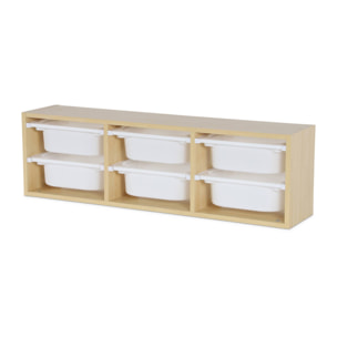Meuble de rangement pour enfant. naturel. 6 bacs en plastique