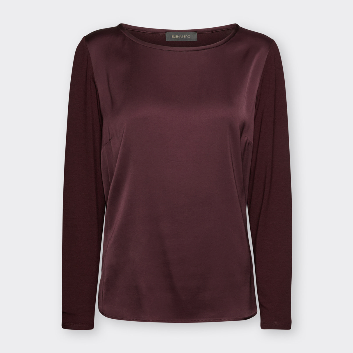 Elena Mirò - Camiseta bimatérica en viscosa - Burgundy