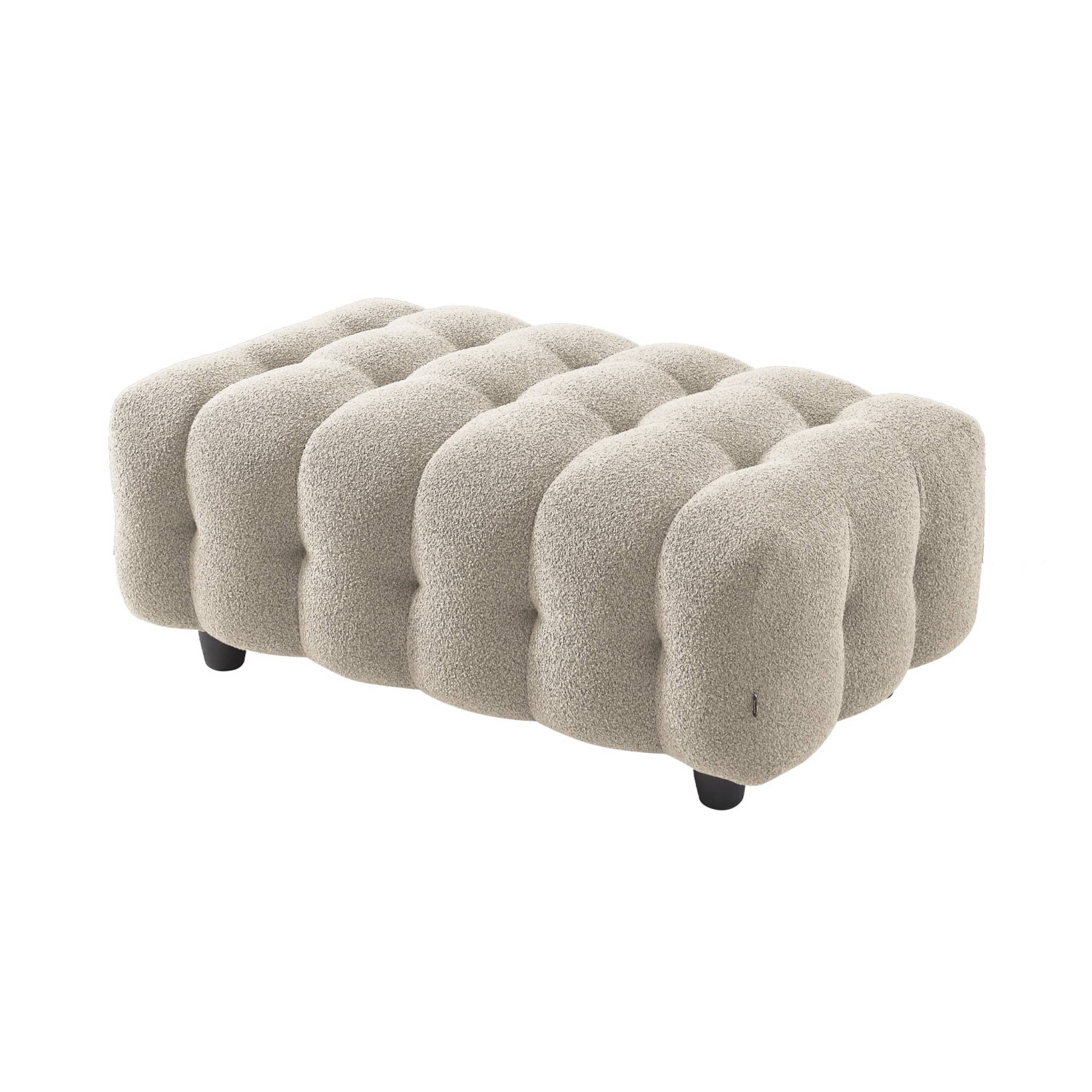 Pouf, repose-pieds pour canapé d'angle 3 places Leon bouclette texturée LEON