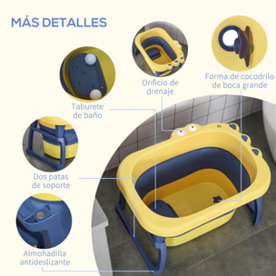 Bañera Plegable para Bebé 0-6 Años 105L con Patas Antideslizantes 75,3x55,4x43cm