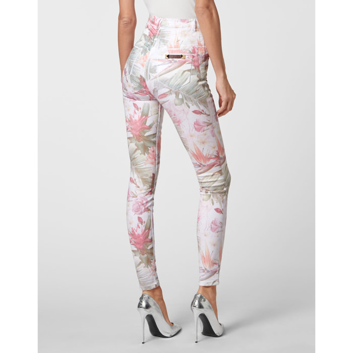 PHILIPP PLEIN Jegging de cintura alta FLOWERS