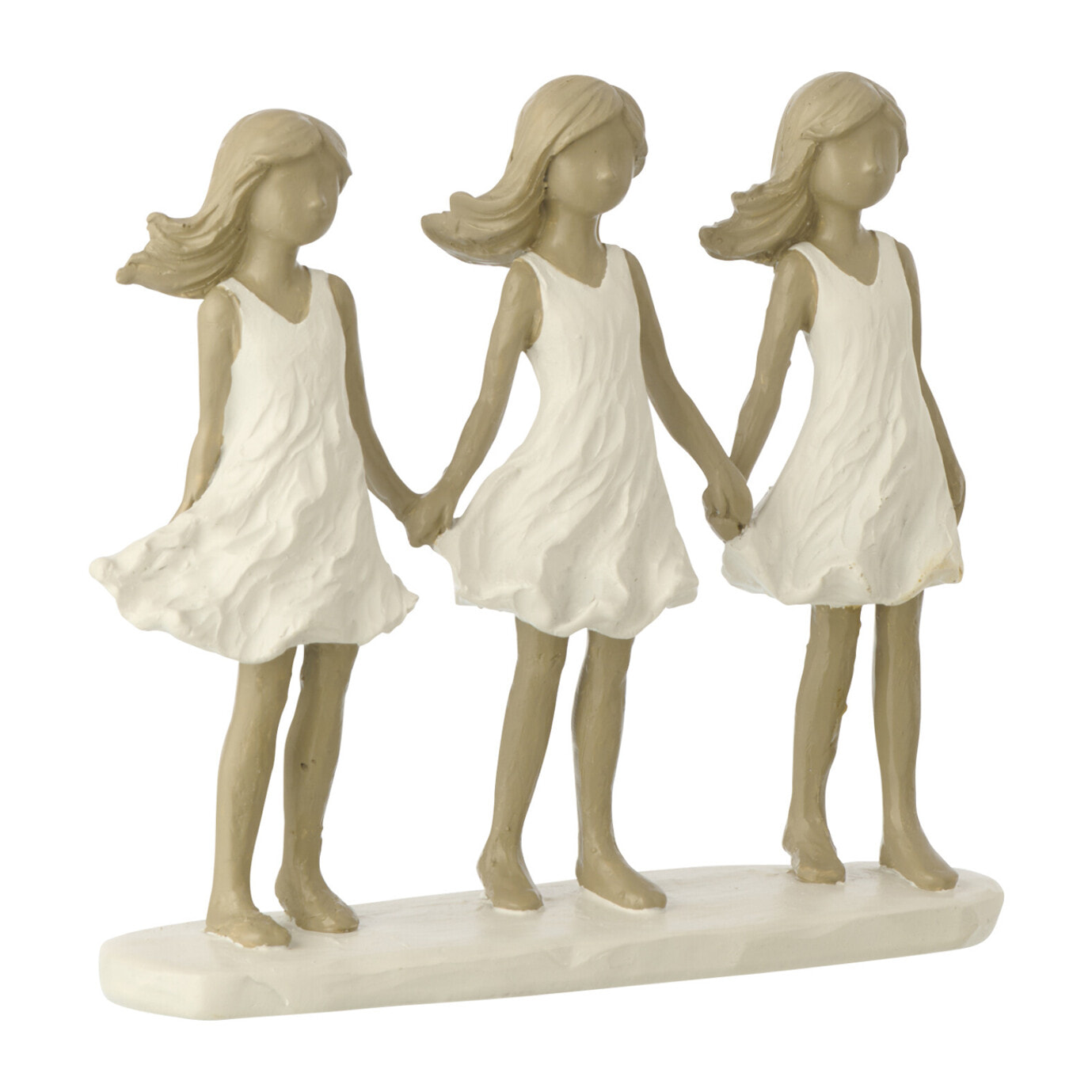 J-Line décoration Enfants Soeurs - polyrésine - blanc/gris
