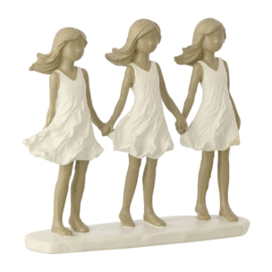 J-Line décoration Enfants Soeurs - polyrésine - blanc/gris
