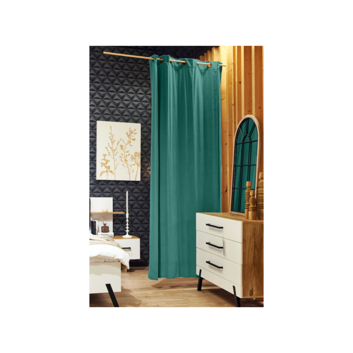 Rideau 140 x 250 cm vert avec 8 Œillets en Métal - LESTIA 4527