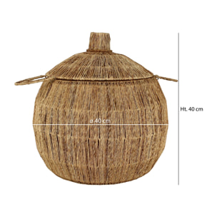 PANIER EN JUTE NATURELLE AVEC COUVERCLE ET POIGNÉES D40XH40CM SIBU