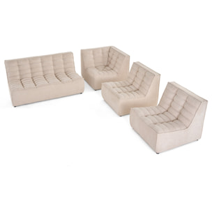 Ellie - canapé modulable d'angle réversible 5 places en velours texturé - Beige
