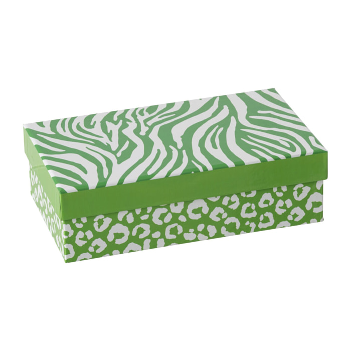 J-Line Tasse + Sous-tasse Léopard + Zèbre - porcelaine - vert/blanc - small - set de 2