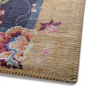 Tapis salon et chambre tissé motif floral LUHE