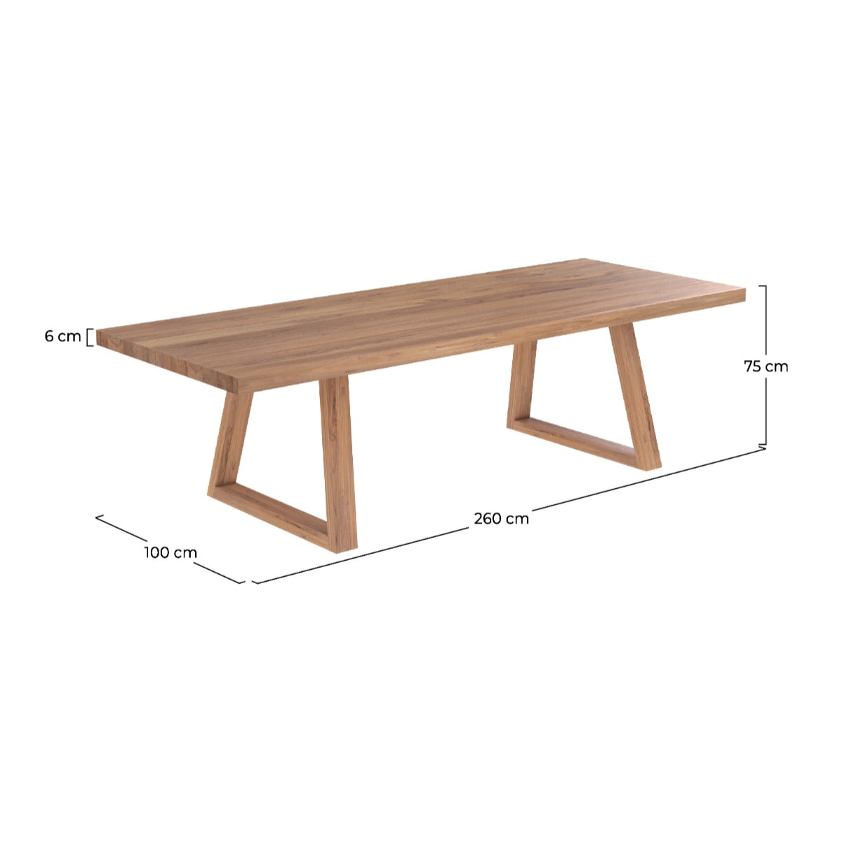 Table Marie 260 cm en bois de teck recyclé 10 personnes