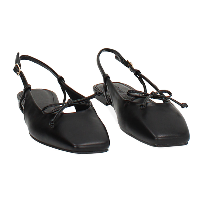 Ballerine slingback donna nere con punta quadra