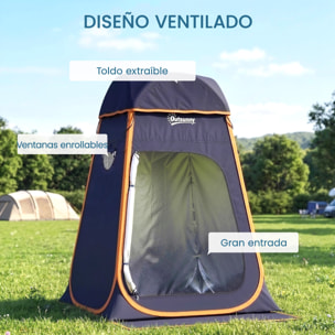 Tienda de Campaña Instantánea Pop-Up Tienda de Ducha Camping Portátil con Ventanas Enrollables Bolsillo y Bolsa de Transporte UV 30+ Impermeable 2000mm para Baño 152x152x200 cm Azul Oscuro