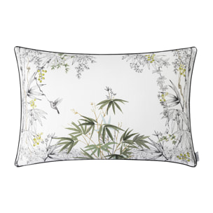 Housse de coussin imprimée en lin, EVEIL, Blanc