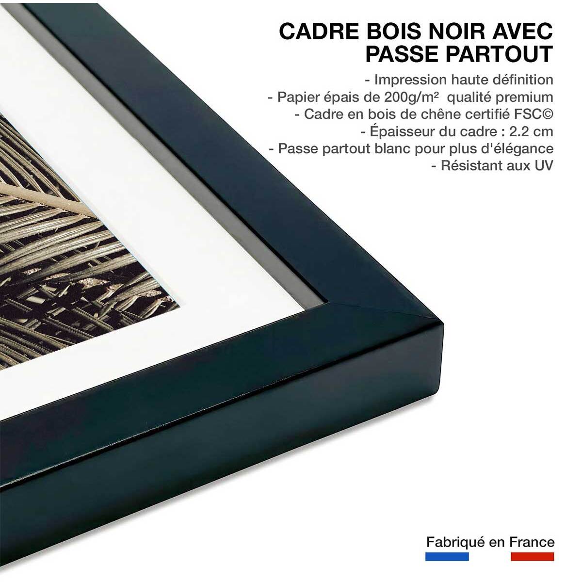 Poster palm island Affiche + cadre en bois - Noir