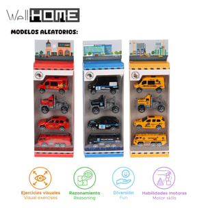 Well home set de 4 coches de juguete de 7cm en 3 colores aleatorios