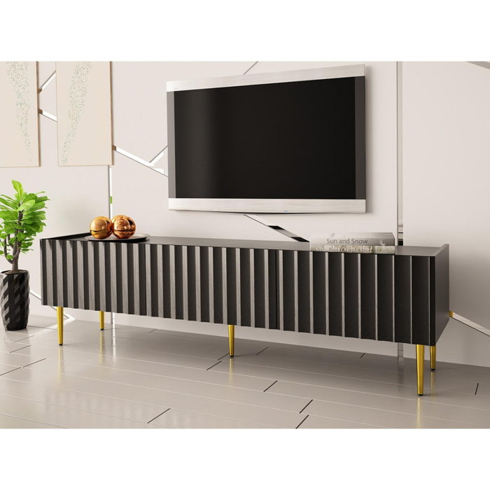 Ambre - meuble TV - 180 cm - style contemporain - Noir / Doré
