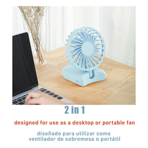 Mini ventilador de mano con bateria recargable con lanyard para llevar colgado.