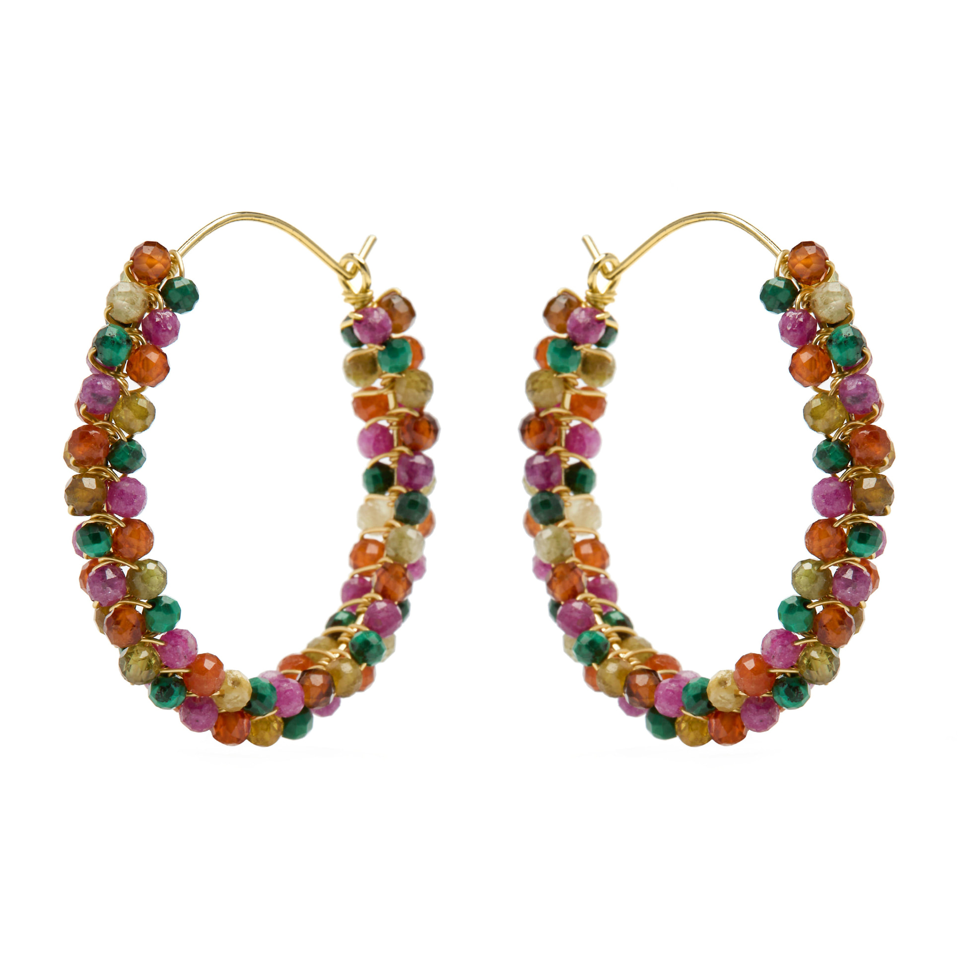 Pendientes de Aleación de Metal y Turmalina Multicolor acabado en rodio