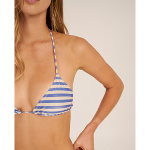 Top de bikini triángulo cortina con estampado de rayas