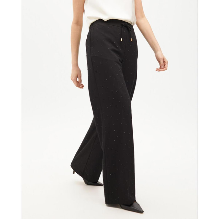 Pantaloni dritti con strass
