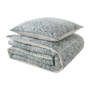 Parure de lit Housse de couette + Taie rectangle en percale de coton, IMPÉRIAL, Bleu