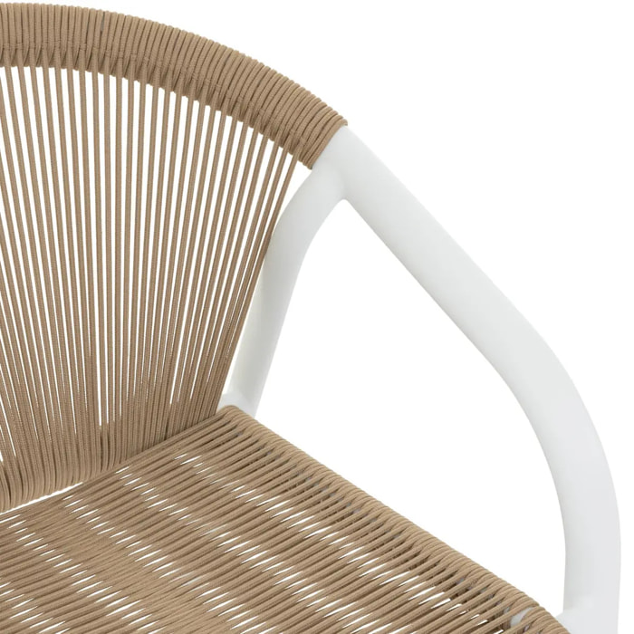 Fauteuil de jardin empilable "Riu" miel & blanc en aluminium traité en epoxy