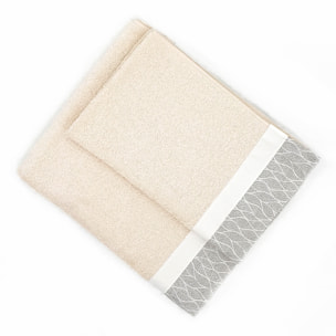 Set Spugna VENTOTENE 2 Pezzi: Viso+Ospite - Panna - 450 gr/m² - Puro Cotone