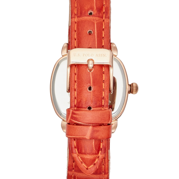 Orologio U.S. Polo Assn. con cinturino in pelle rosso