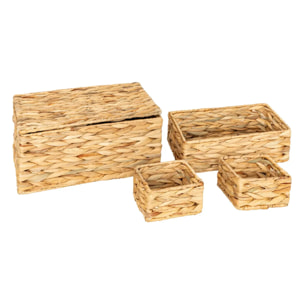 Lot de 4 paniers Lia jacinthe d'eau L12/27/33cm