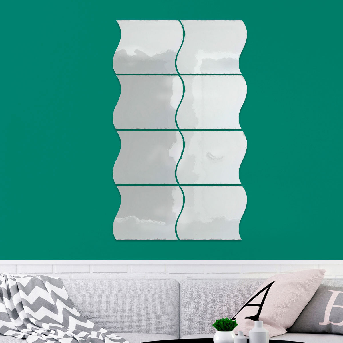 8 stickers miroirs vagues