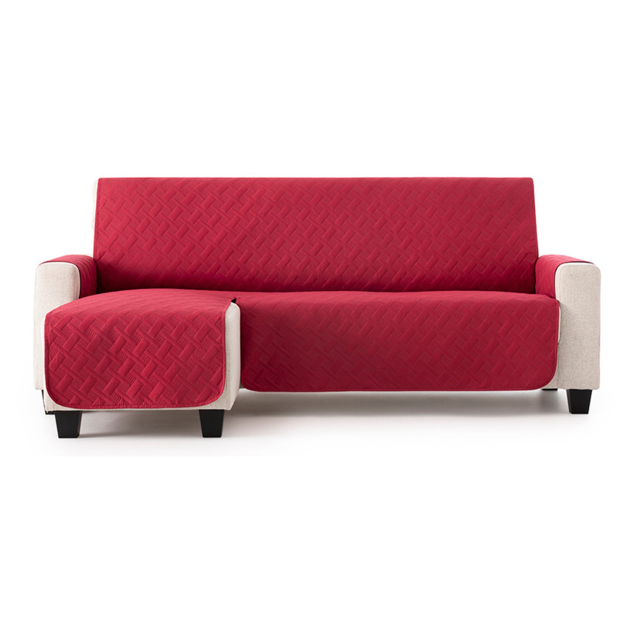 Cubre sofá para Chaise Longue DRY acolchado y antimanchas rojo (brazo izquierdo)