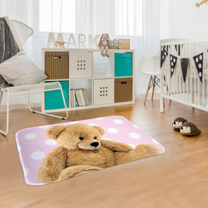 Tapis enfant SUPER DOUX, Ours rose