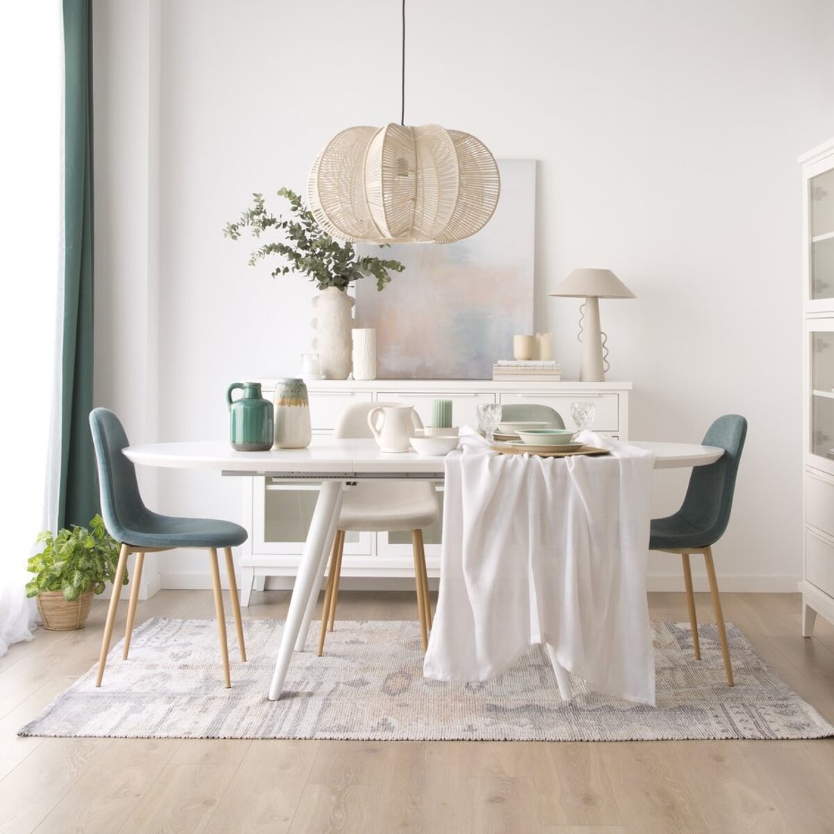 Table à manger extensible Didier -tableau en mdf-couleur laqué blanc mat 160 x 76 x 93 cm