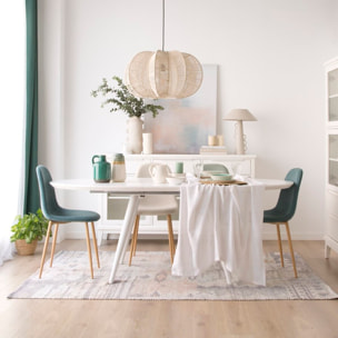 Table à manger extensible Didier -tableau en mdf-couleur laqué blanc mat 160 x 76 x 93 cm