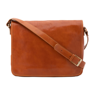 Borsa a tracolla uomo in vera pelle - Modello False - Made in Italy - 28.0 x 35.0 x 9.0 cm