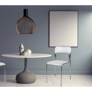 Sedia moderna in metallo e polipropilene, per sala da pranzo, cucina o salotto, cm 43x45h81, Seduta h cm 48, colore Bianco