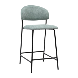 Tabourets de bar en tissu effet velours texturé vert céladon H64 cm (lot de 2) BENTA