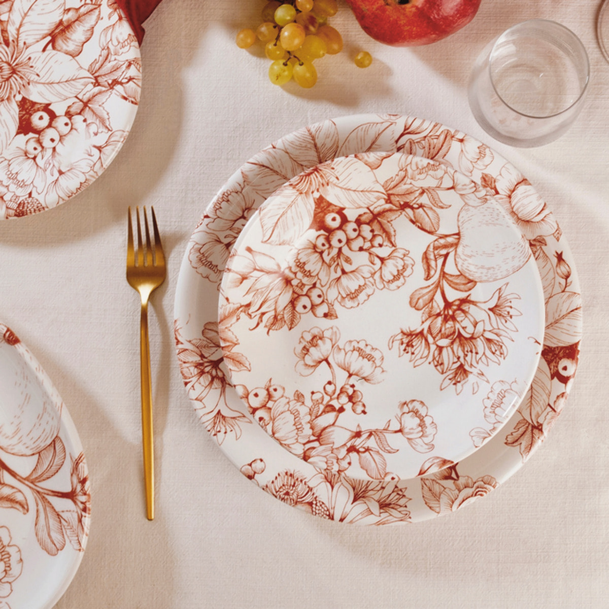 Set 6 piatti da frutta Jacquard in ceramica sottosmalto